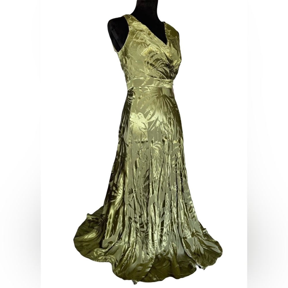 Lauren Ralph Lauren Palm Leaf Jacquard Sleeveless Midi Dress | Size 0 - Picture 3 of 15